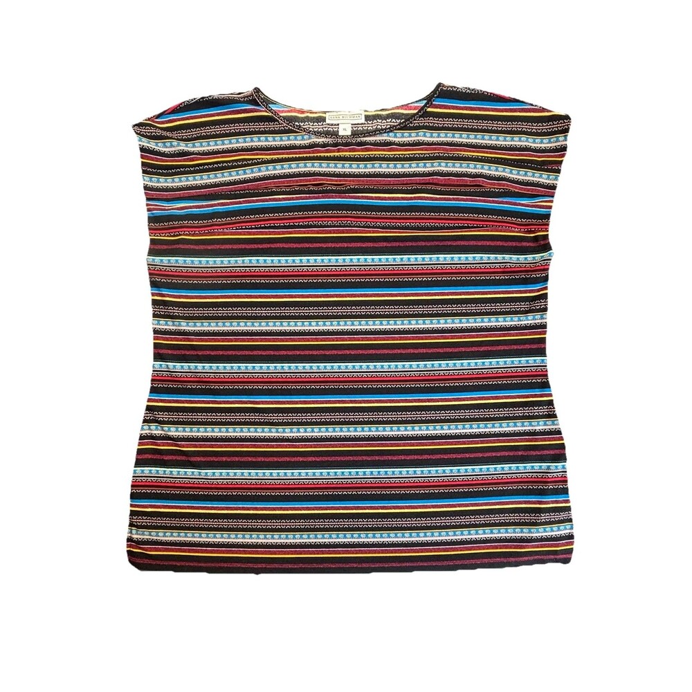 Womens Size XL Whimsigoth Dark Academia Short Sleeve Striped Shirt Dana Buchman